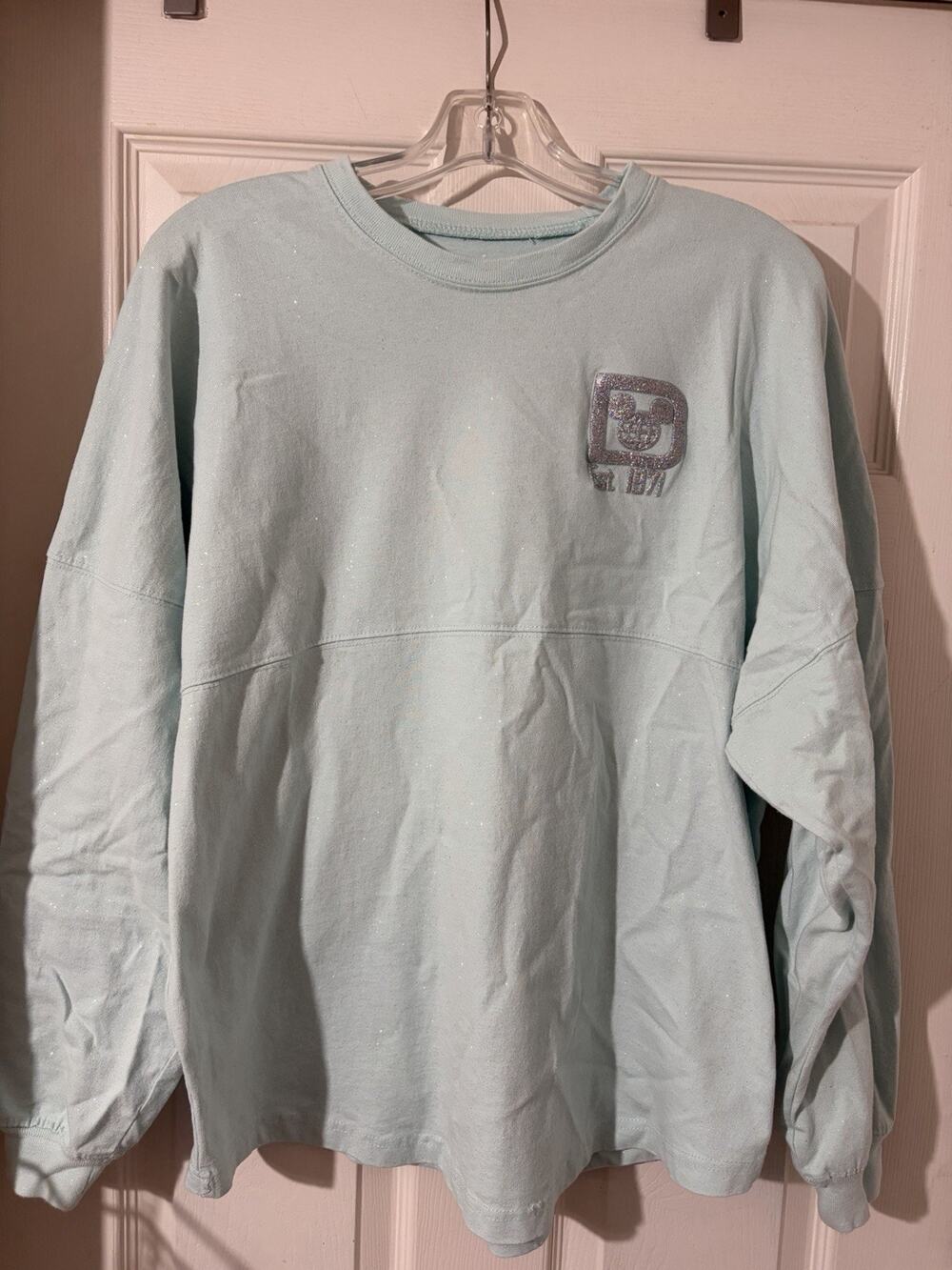 Walt Disney World Arendelle Aqua Spirit Jersey Sz M Frozen Glitter